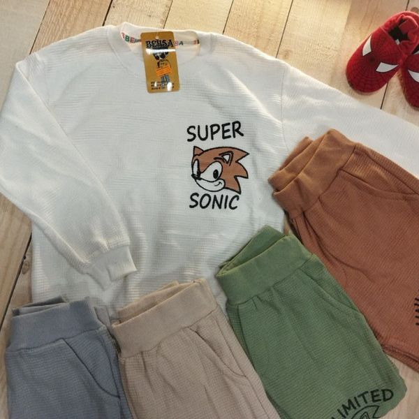 بلوز شلوار بیسکویتی سوپر سونیک پسرانه