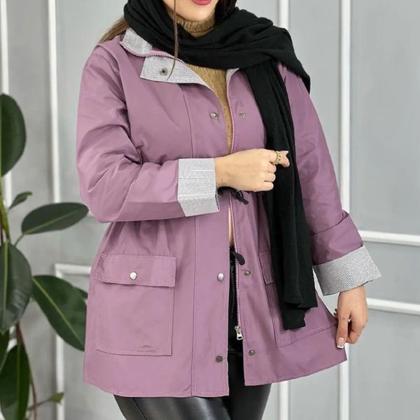 بارونی زنانه طرح رنگین کمان