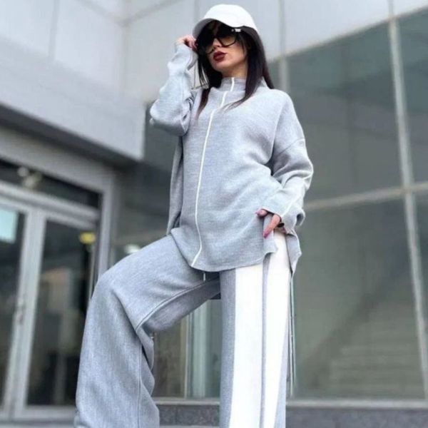 ست بافت زنانه بغل خط دار