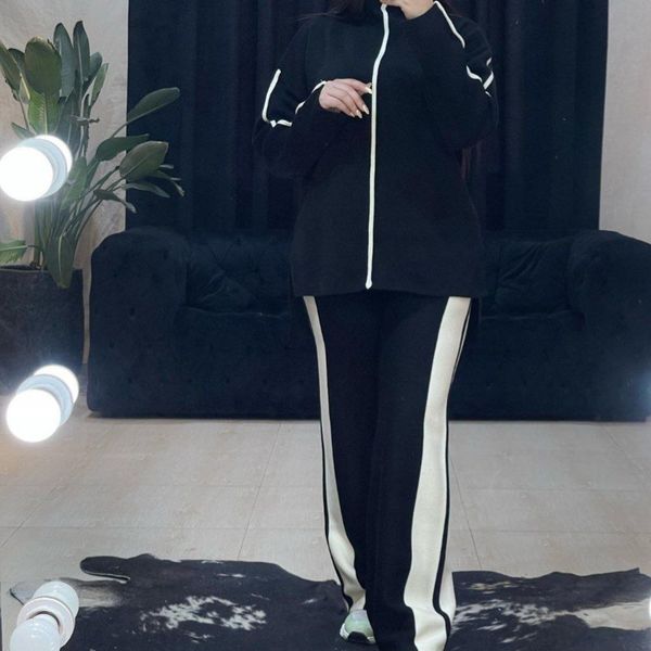 ست بافت زنانه بغل خط دار