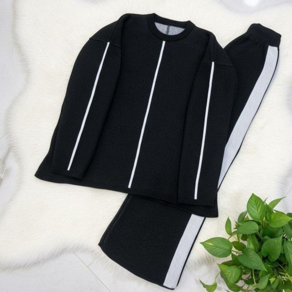 ست بافت زنانه بغل خط دار