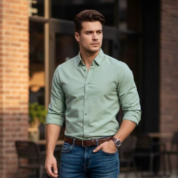 پیراهن مردانه اسپورت ساده کد 1027