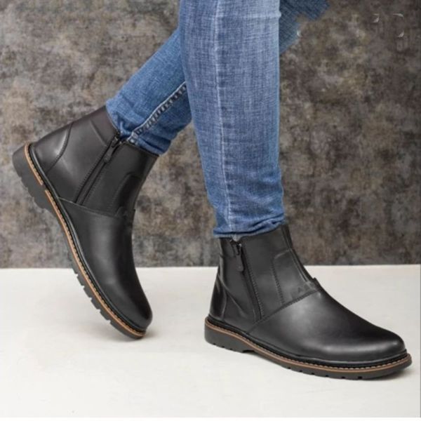 نیم بوت مردانه مدل آشیل دو طرف زیپ