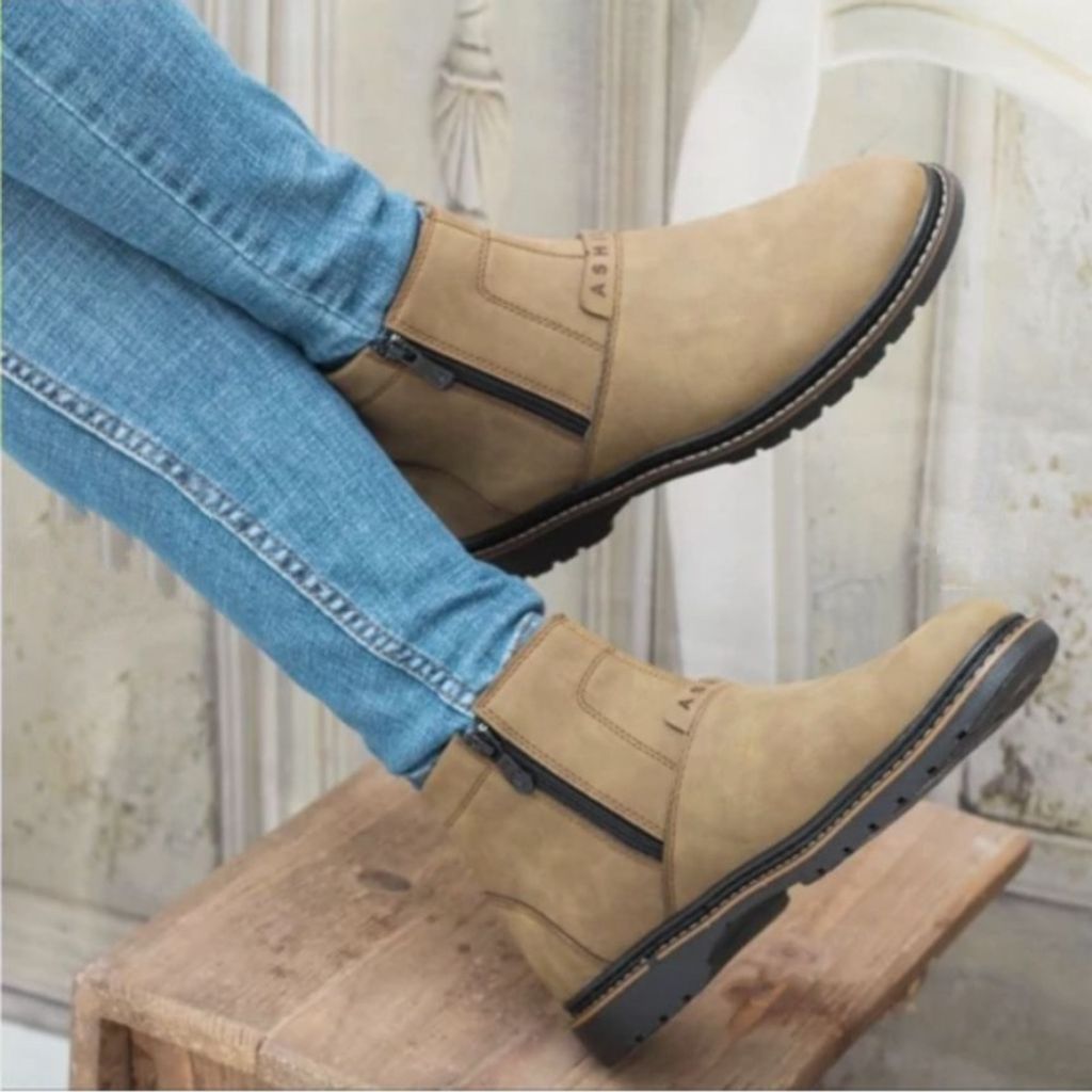 فروش اینترنتی نیم بوت مردانه مدل آشیل دو طرف زیپ