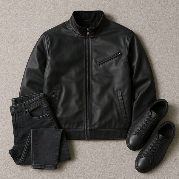 کاپشن چرم مردانه مدل Babak