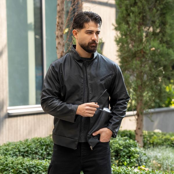 کاپشن چرم مردانه مدل Babak