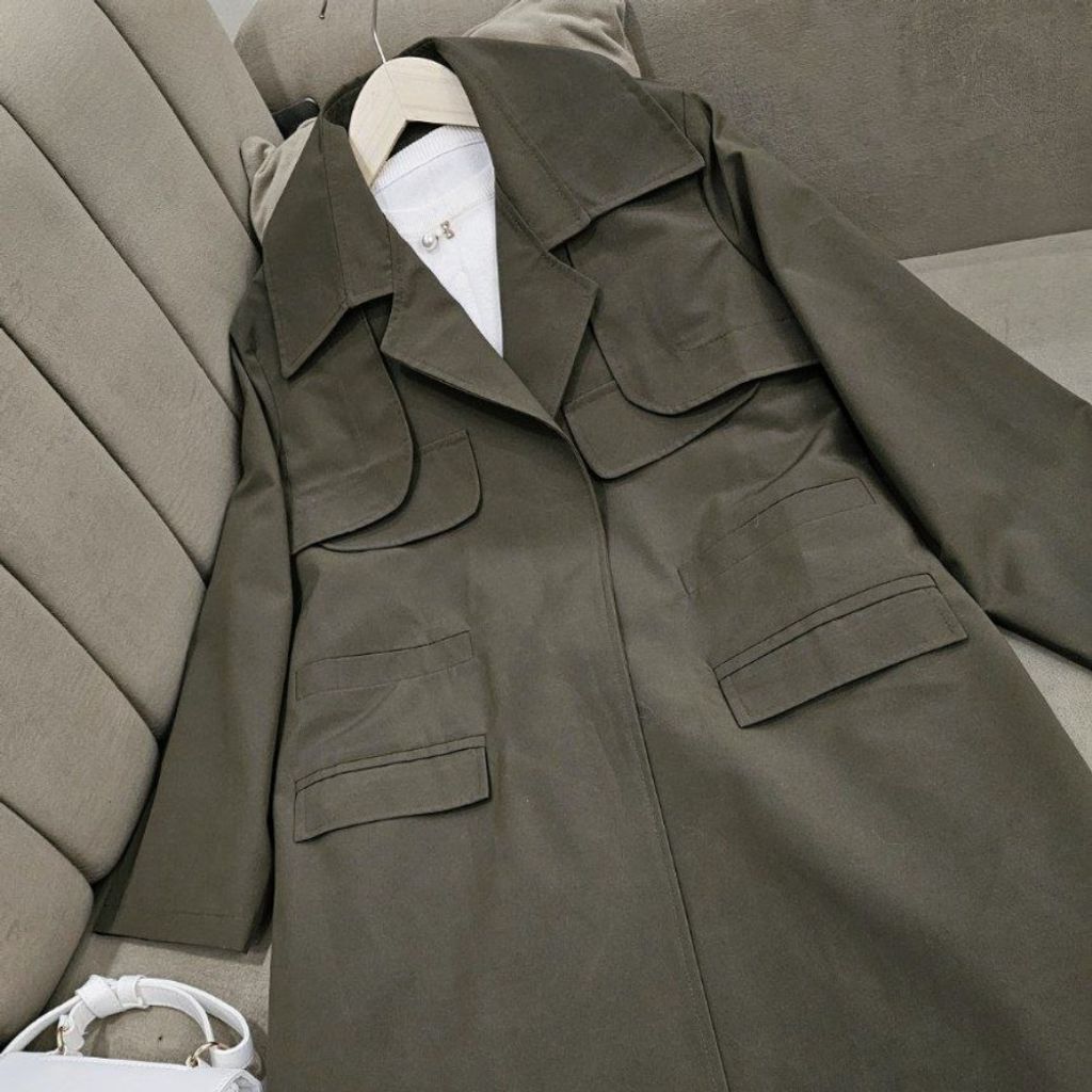 خرید آنلاین بارونی کتان زارا آستردار آوینا یشمی