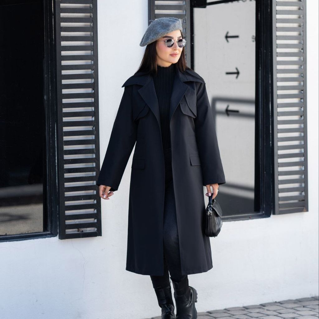 فروش اینترنتی بارونی آستردار آوینا رنگ مشکی