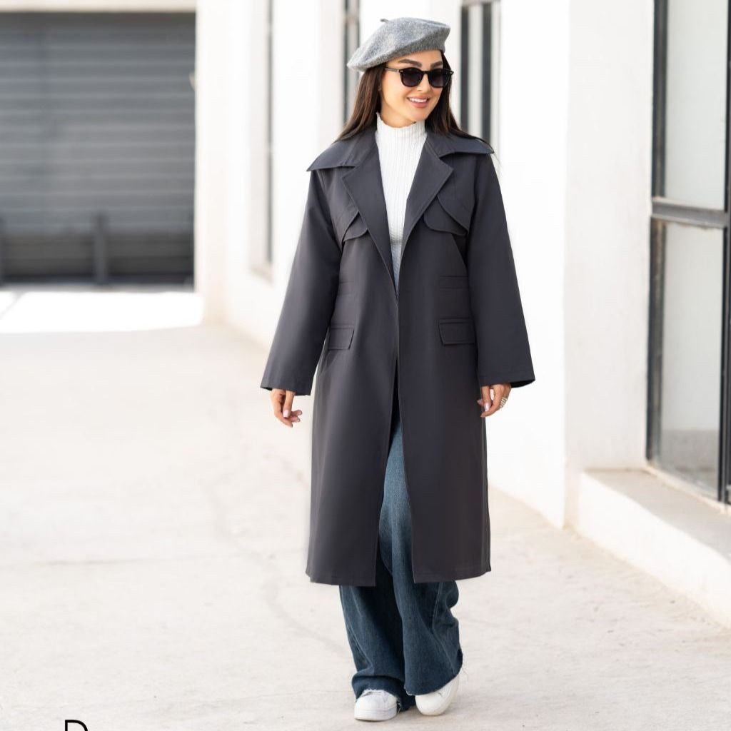 فروش اینترنتی بارونی آوینا آستردار رنگ طوسی تیره