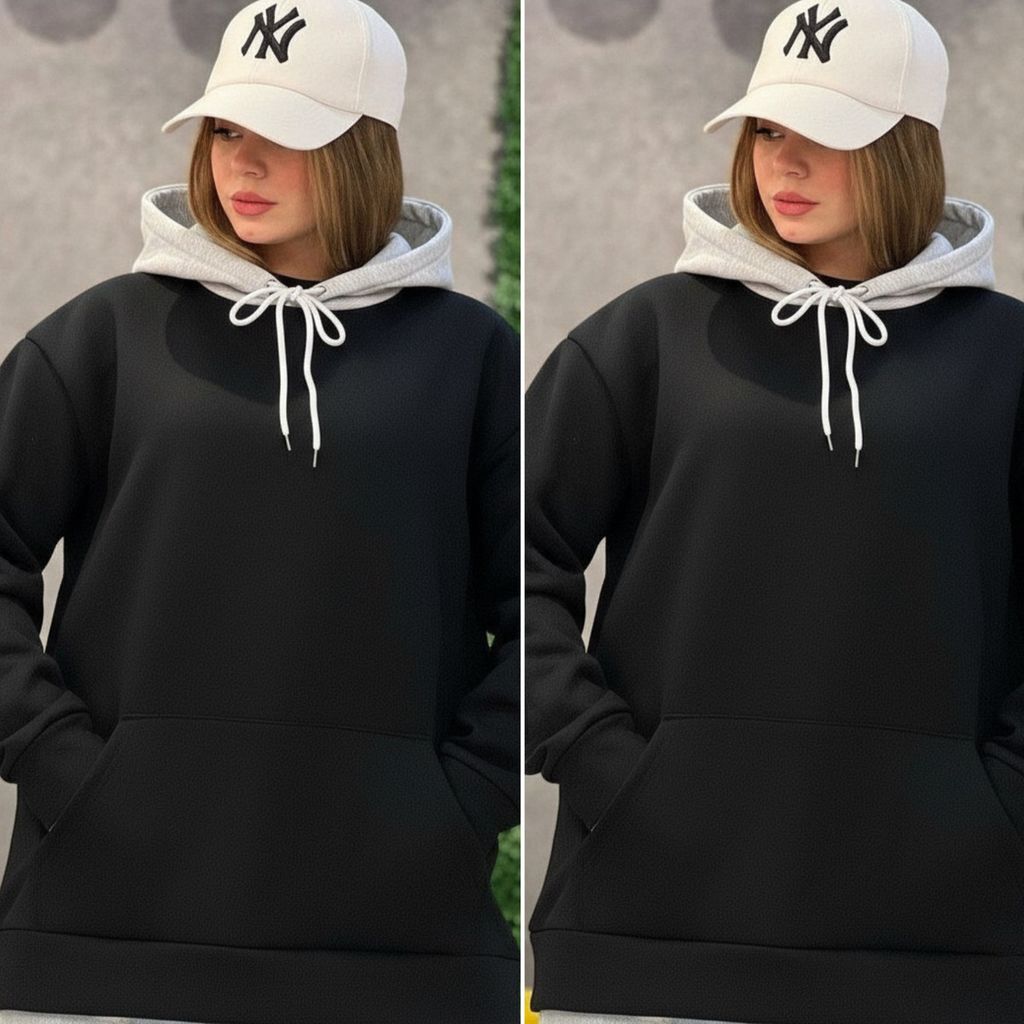 خرید آنلاین هودی زنانه طرح کلاه طوسی