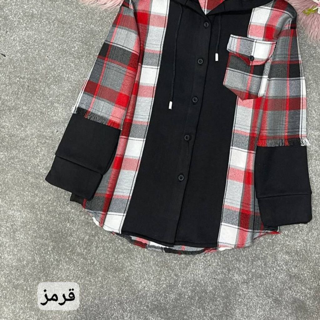 خرید آنلاین سویشرت زنانه کلاهدار طرح ترکیبی دورس و چهارخونه