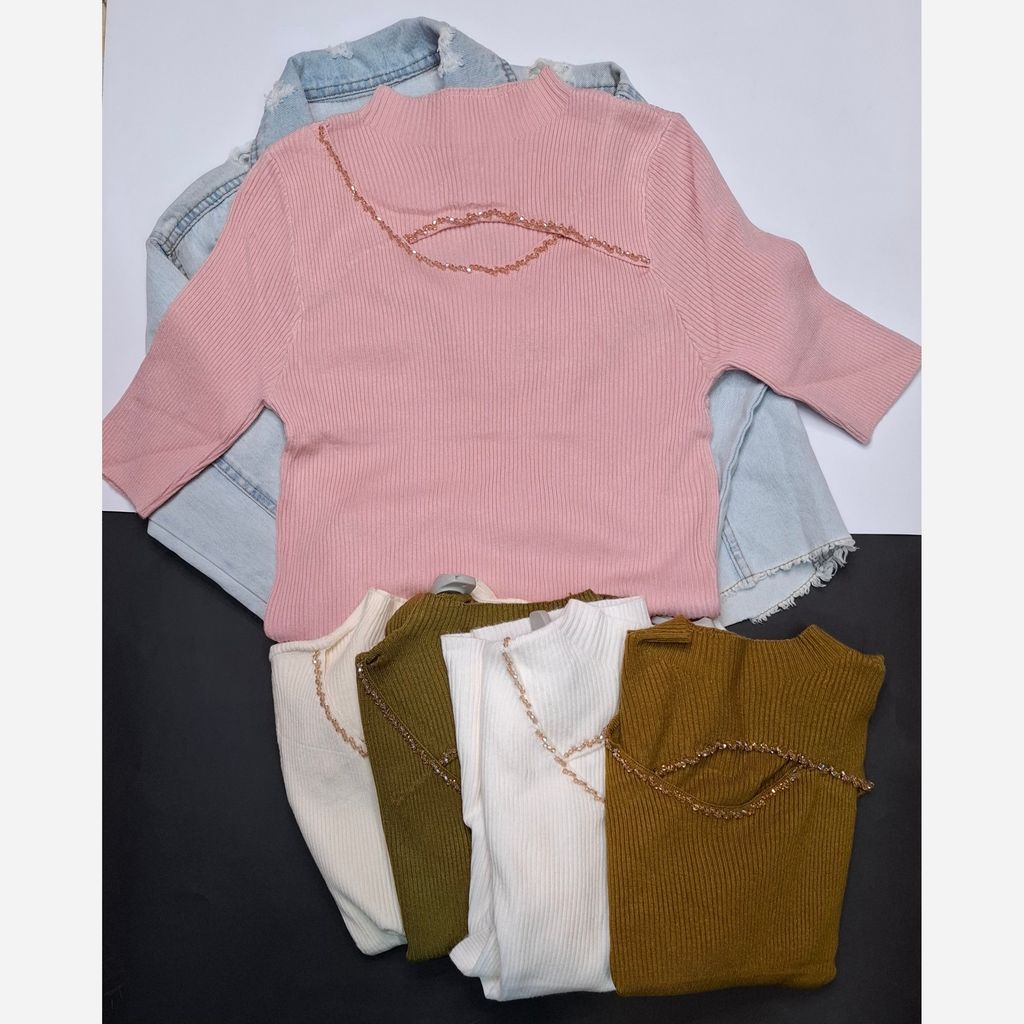 فروش اینترنتی بلوز بافت آستین کوتاه 