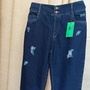 فروش اینترنتی شلوار زنانه لی مام فیت ساسون دار سرمه ای