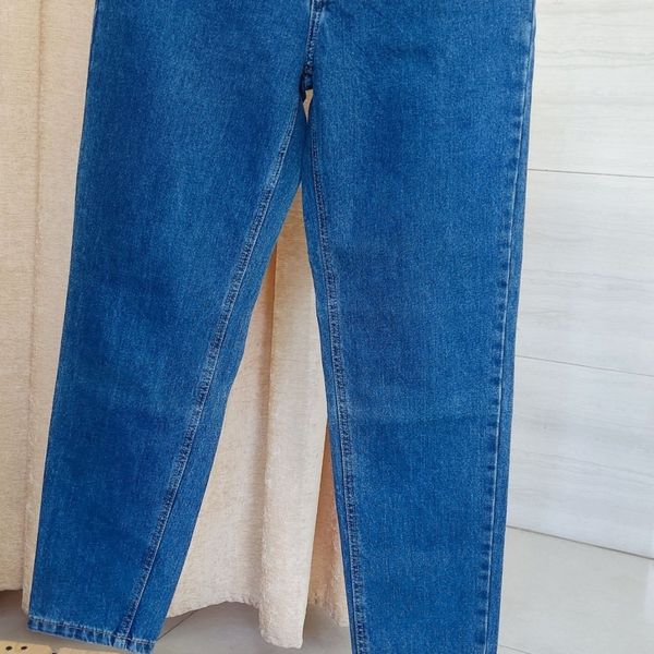 شلوار زنانه لی مام فیت آبی قواره بزرگ