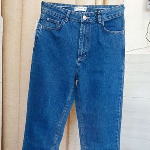 شلوار زنانه لی مام فیت آبی قواره بزرگ