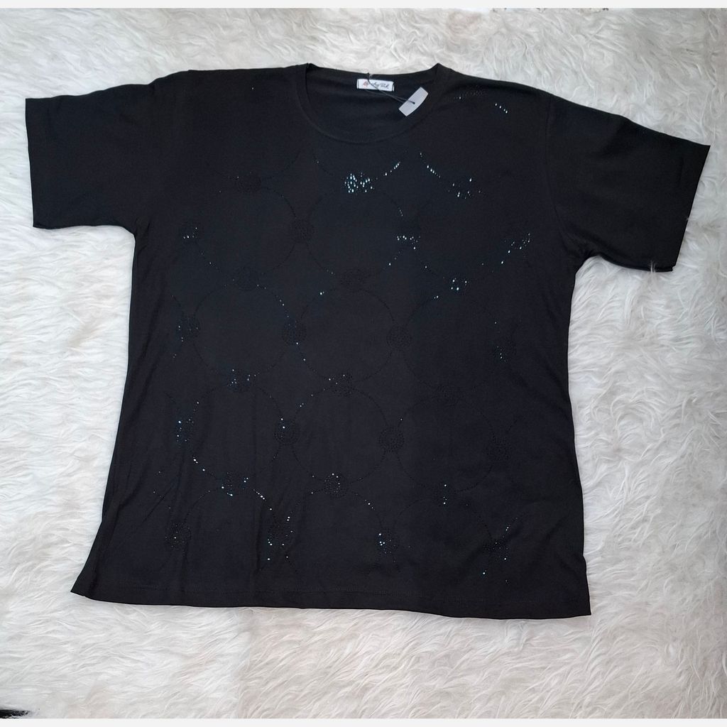 مشخصات تیشرت ویسکوز نگین دار مشکی