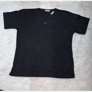 تیشرت ویسکوز نگین دار مشکی