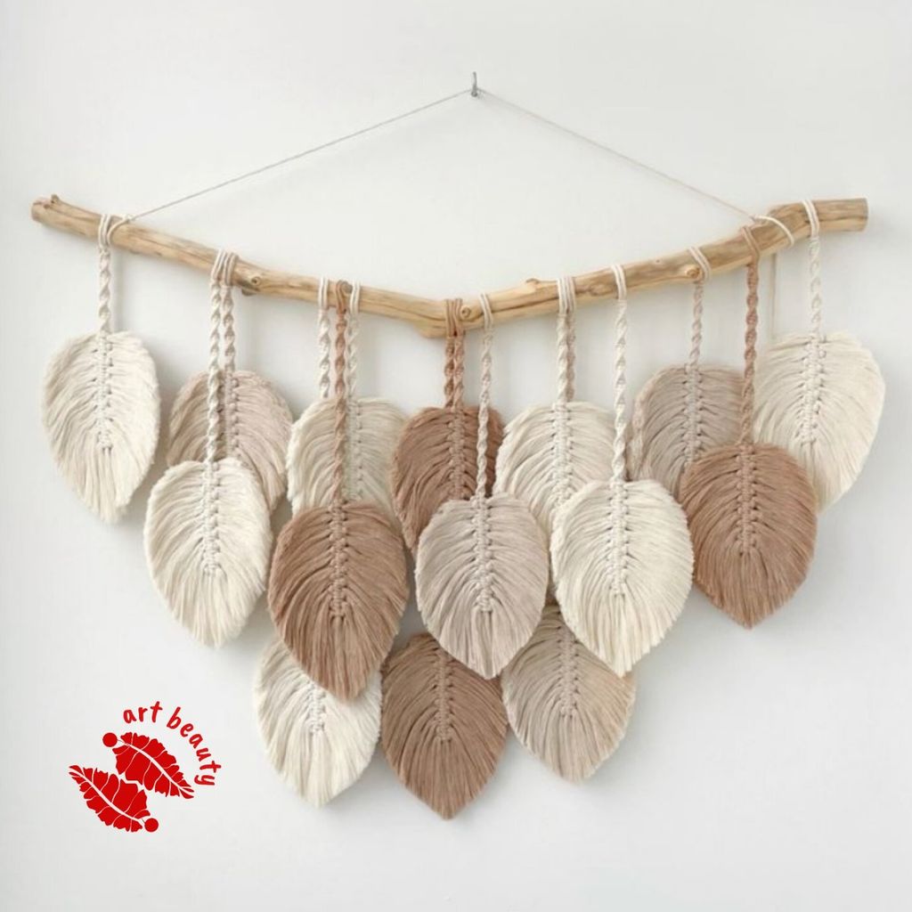 خرید آنلاین دیوارکوب برگ بند پیچ مکرومه بافی دکوراتیو طرح مینا