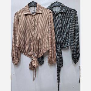 شومیز ساتن گره ای زنانه