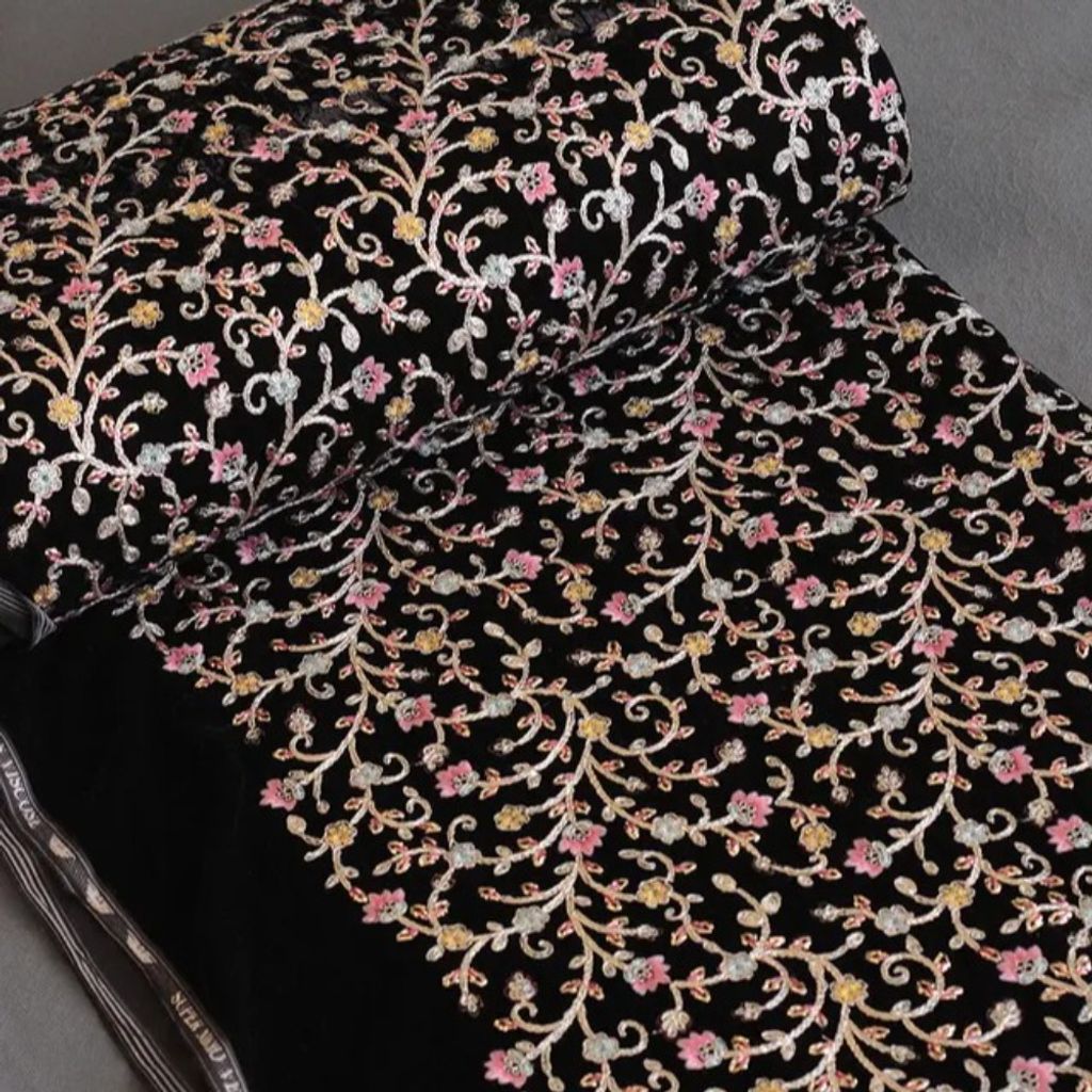 قیمت ارزان پارچه مخمل سوزن دوزی هندی