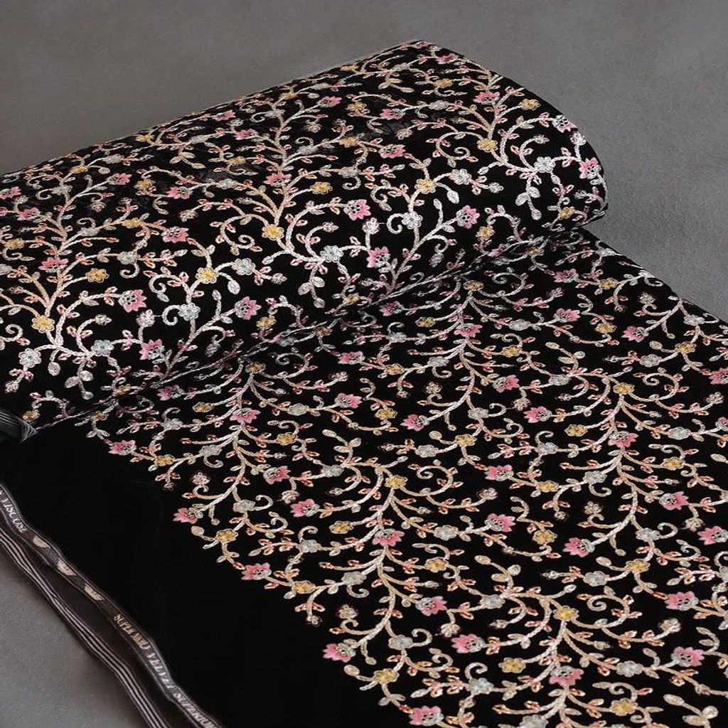 خرید اینترنتی قیمت پارچه مخمل سوزن دوزی هندی