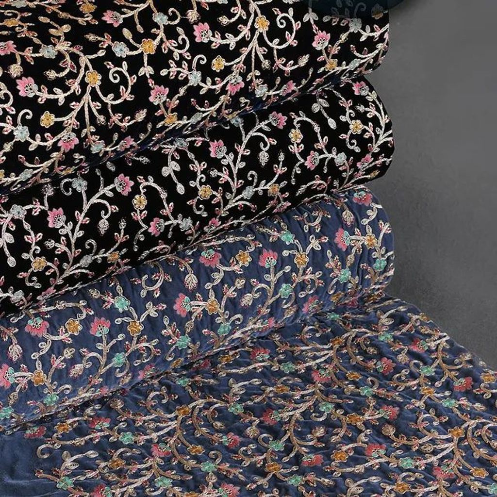 خرید اینترنتی قیمت پارچه مخمل سوزن دوزی هندی