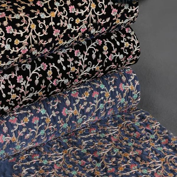 پارچه مخمل سوزن دوزی هندی