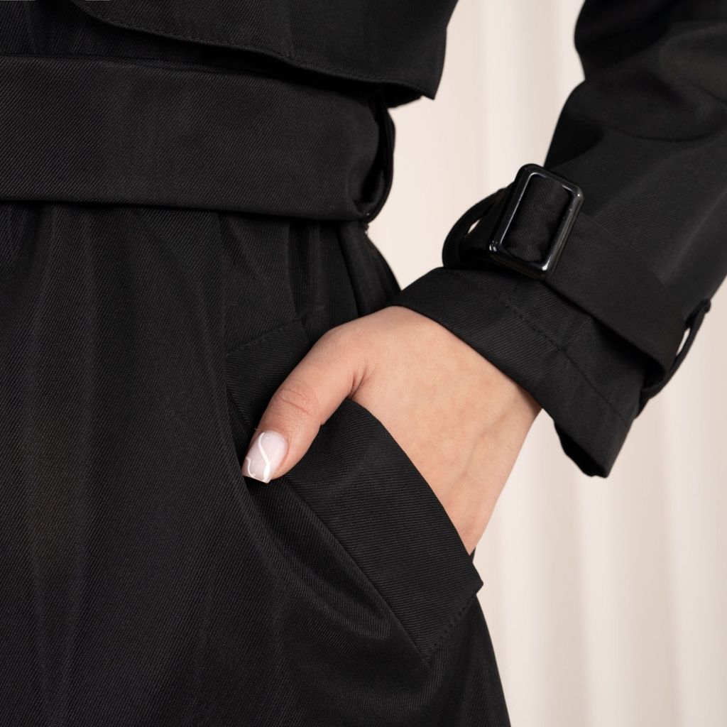 فروش اینترنتی ترنچ کت مشکی لاویا پاد