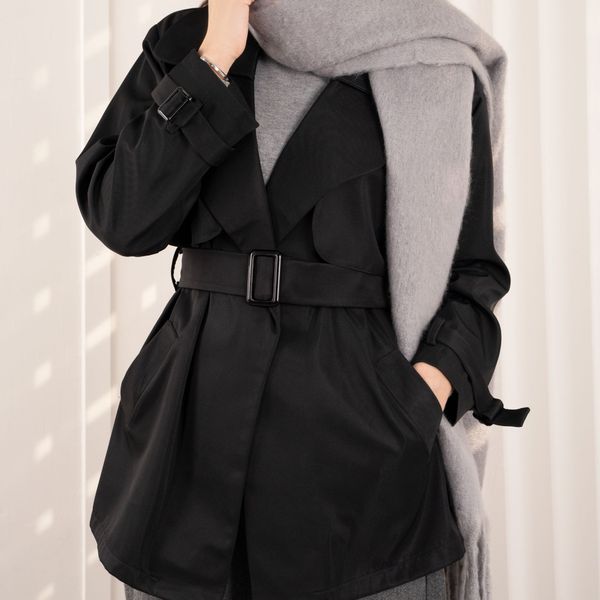 ترنچ کت مشکی لاویا پاد