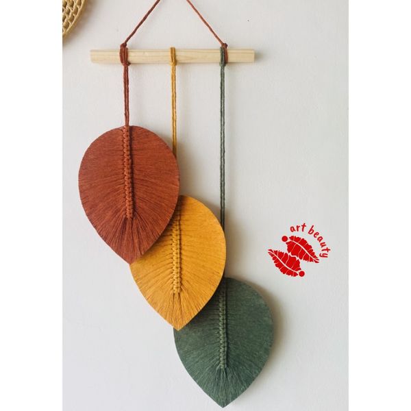 دیوارکوب سه برگ مکرومه بافی مدرن طرح روژان