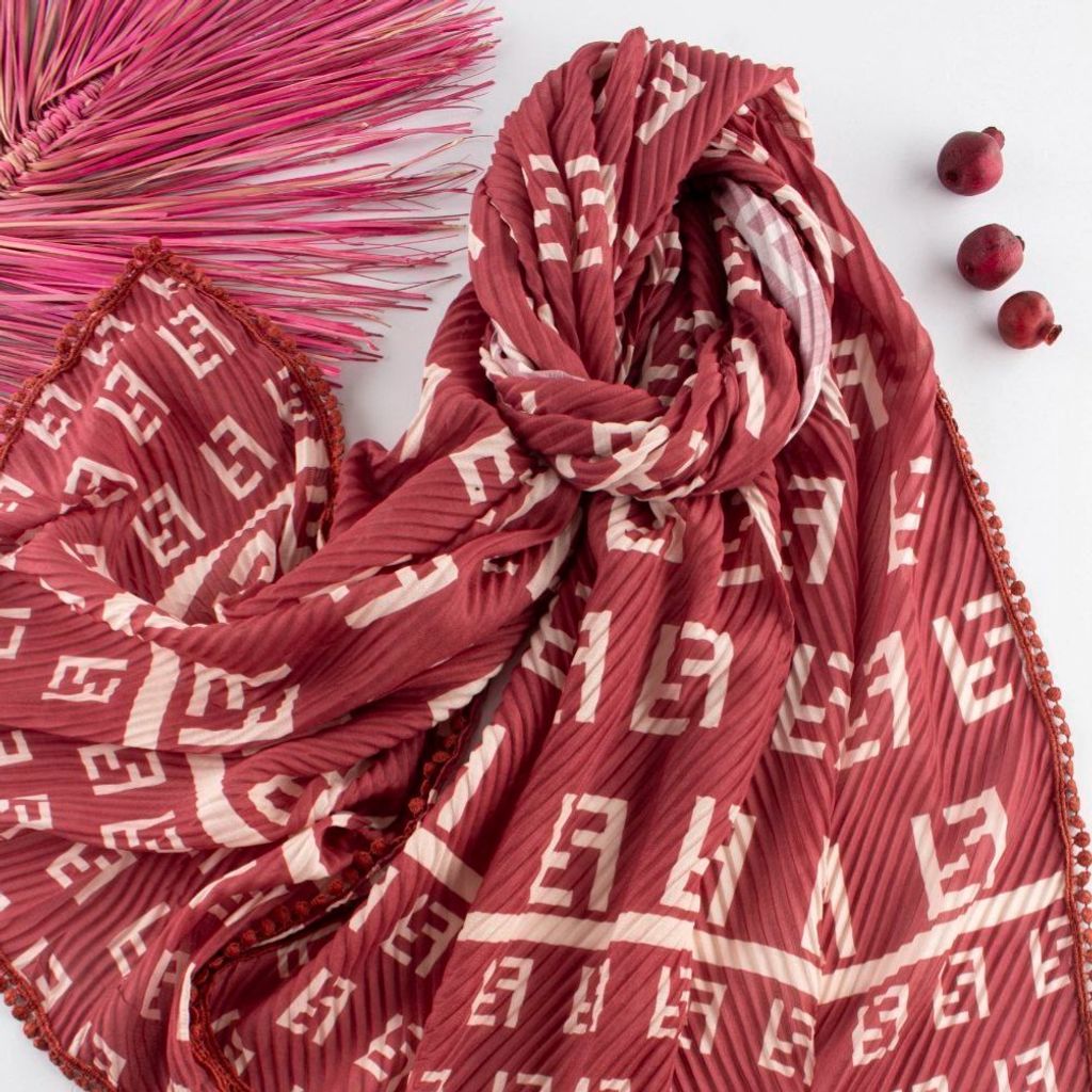 فروش اینترنتی شال نخی پلیسه دور عدسی طرحدار زنانه