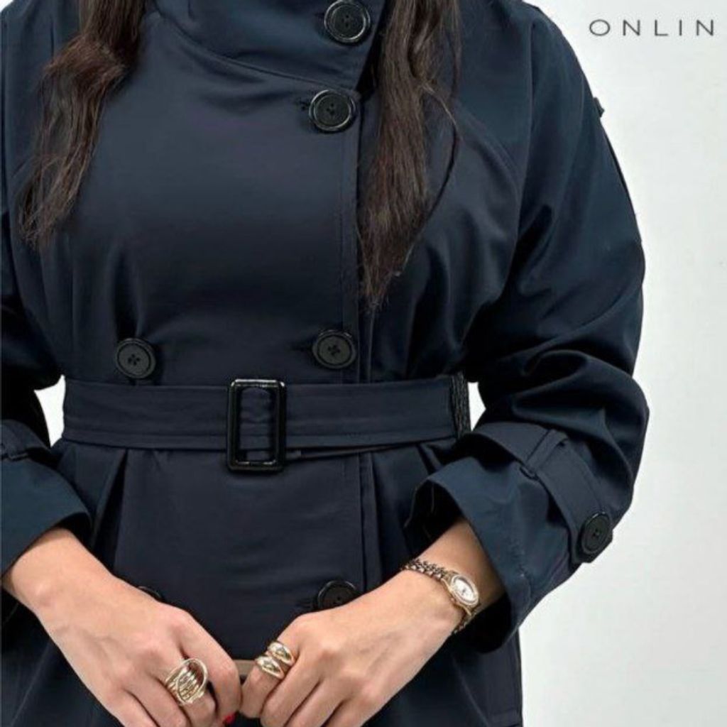 خرید اینترنتی ترنج کت زنانه طرح یقه ایستاده مانلی