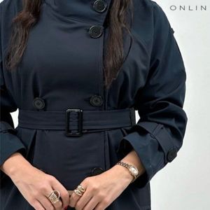 خرید اینترنتی ترنج کت زنانه طرح یقه ایستاده مانلی