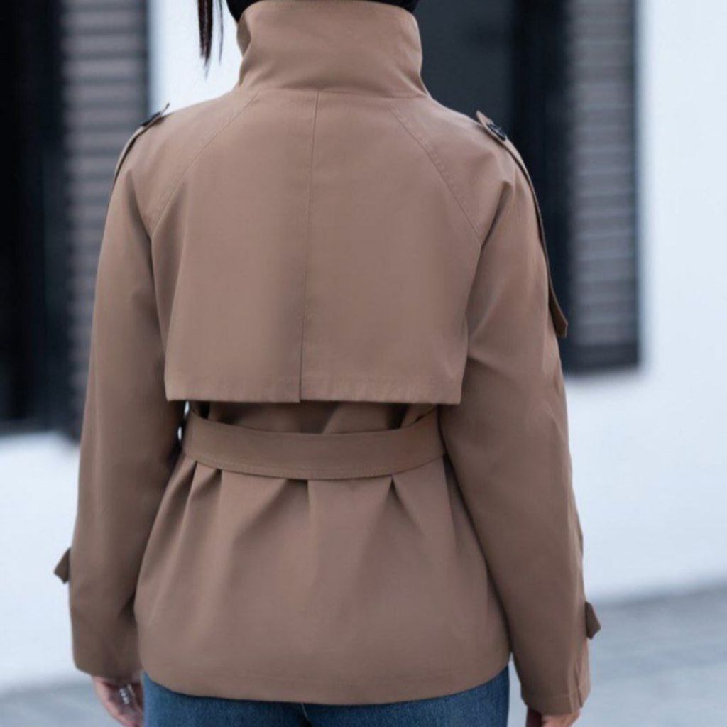 قیمت ارزان ترنج کت زنانه طرح یقه ایستاده مانلی