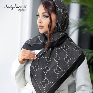 روسری نخی قواره صد سیا اسکارف دور دوخت زنانه