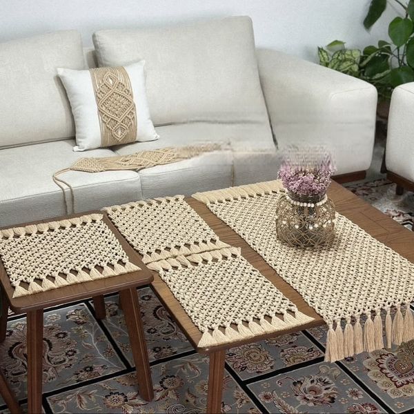 مجموعه 4 عددی رومیزی مکرومه بافی