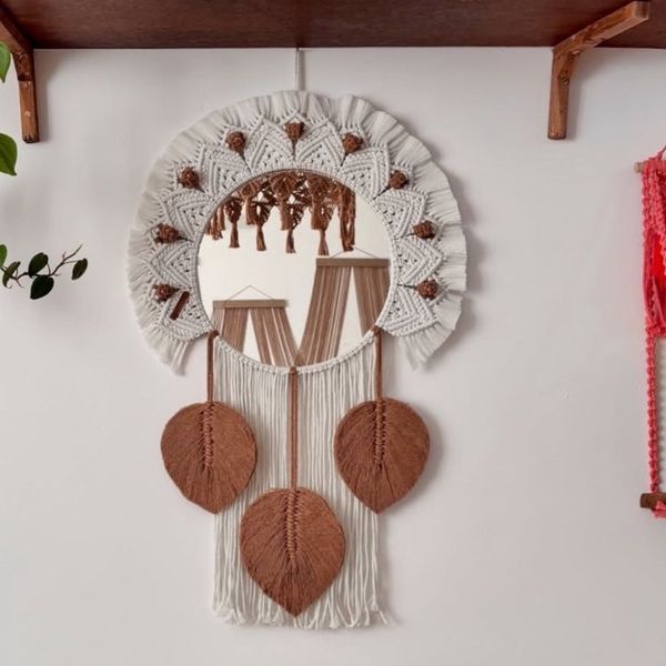 آیینه دکوراتیو‌مکرومه بافی مدل رعنا