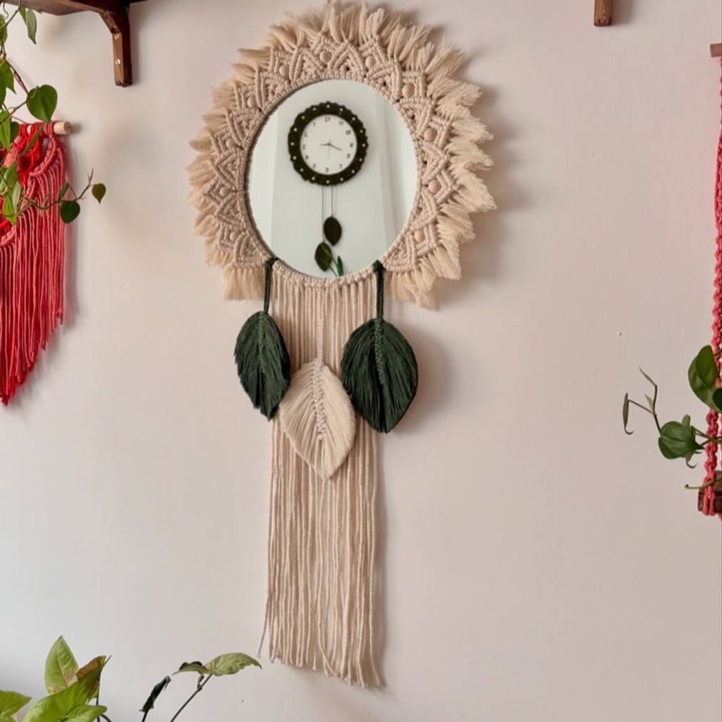 خرید اینترنتی آیینه دکوراتیو مکرومه بافی