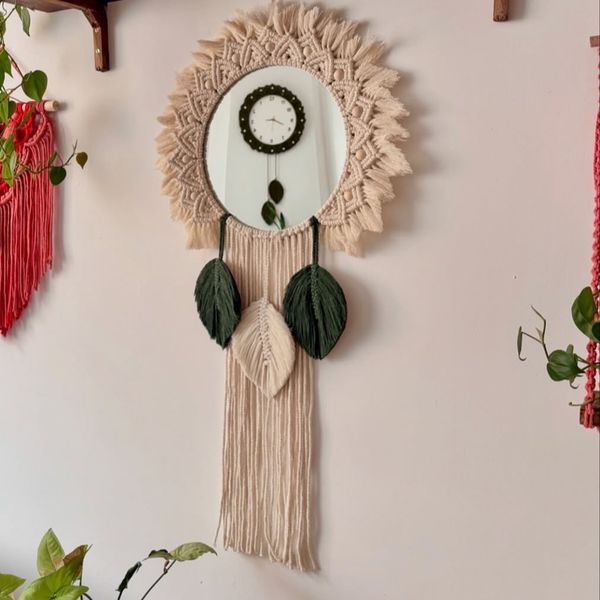 آیینه دکوراتیو مکرومه بافی