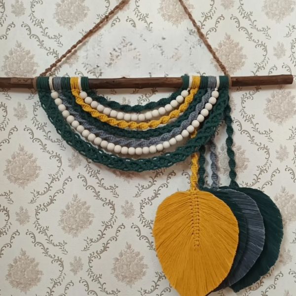 دیوار کوب مکرومه بافی مدل نیم دایره