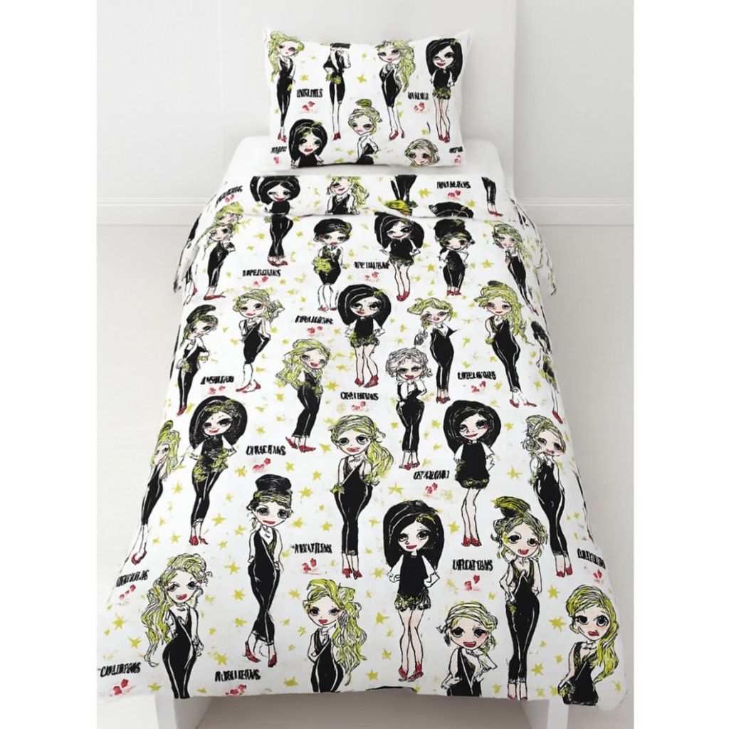 خرید انلاین ملحفه تشک کشدار با رویه بالش یک نفره طرح دخترونه لاکچری