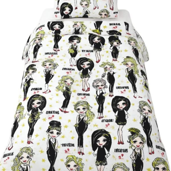 ملحفه تشک کشدار با رویه بالش یک نفره طرح دخترونه لاکچری