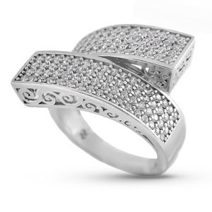 انگشتر نقره زنانه نگین دار چپ و راستی