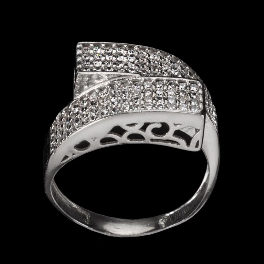 قیمت انگشتر نقره زنانه نگین دار چپ و راستی