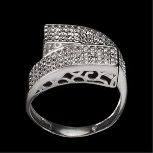 قیمت انگشتر نقره زنانه نگین دار چپ و راستی