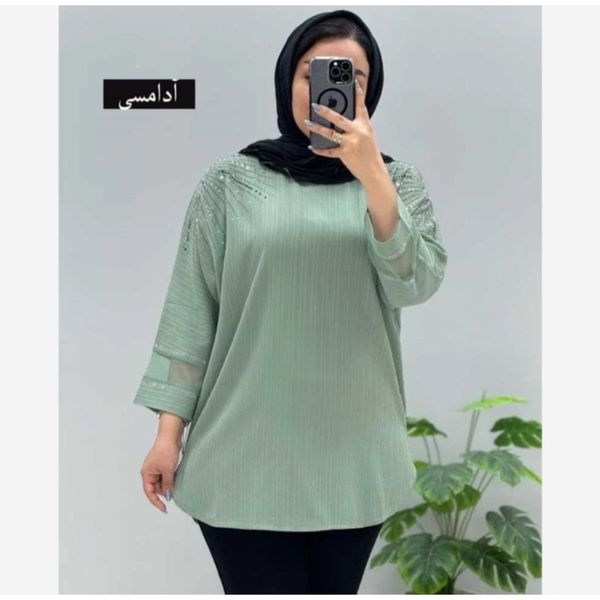 بلوز مجلسی مراکشی نگین دار آستین تور دوزی زنانه