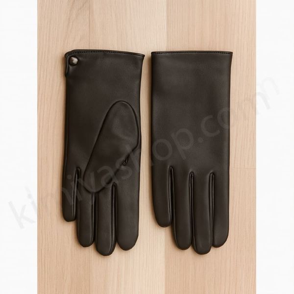 دستکش چرم زنانه مشکی ضد آب داخل شنل 4815