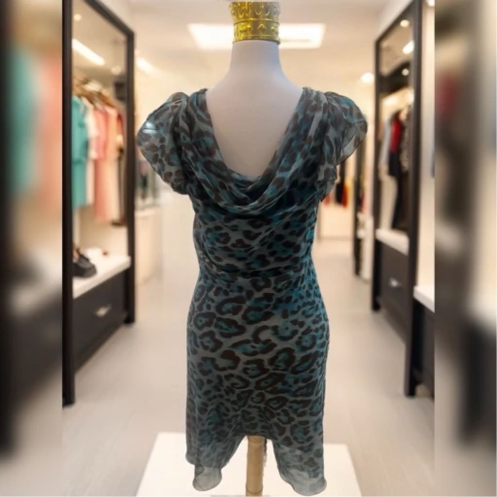 قیمت ارزان پیراهن مجلسی حریر یقه دراپه پلنگی ZARA