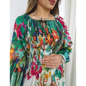 پیراهن ماکسی هندی نخی کریشه گلبهار آستین بلند