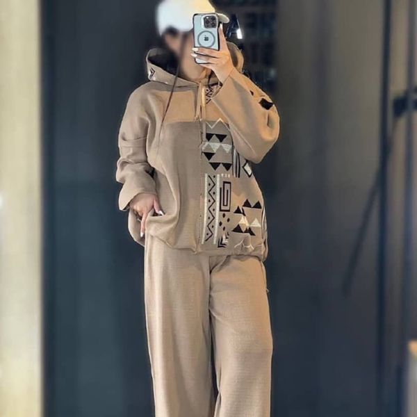 ست هودی شلوار طرح بافت رزا